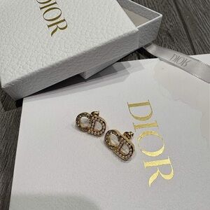 Christian Dior Petit CD Earrings w/Box & Dust Bag